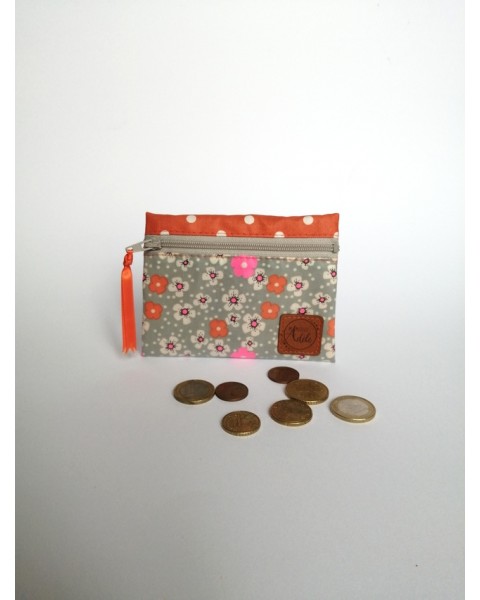 Porte-monnaie Gris à fleurs